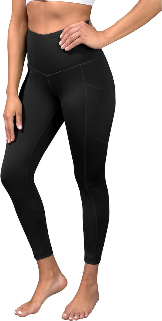 90 Degree by Reflex Super High-Waisted Tummy Control Ankle Leggings with Pockets - Squat-Proof and Elastic-Free Design