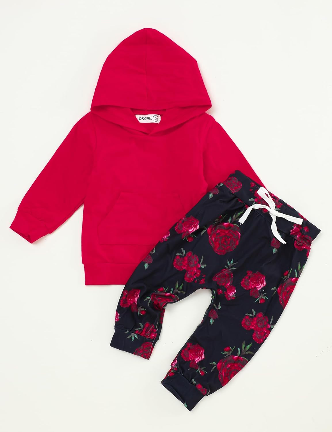 Toddler Girls' Floral Hoodie Sweatshirt and Pants Set with Headband - Fall/Winter Outfit