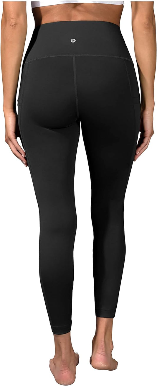 90 Degree by Reflex Super High-Waisted Tummy Control Ankle Leggings with Pockets - Squat-Proof and Elastic-Free Design